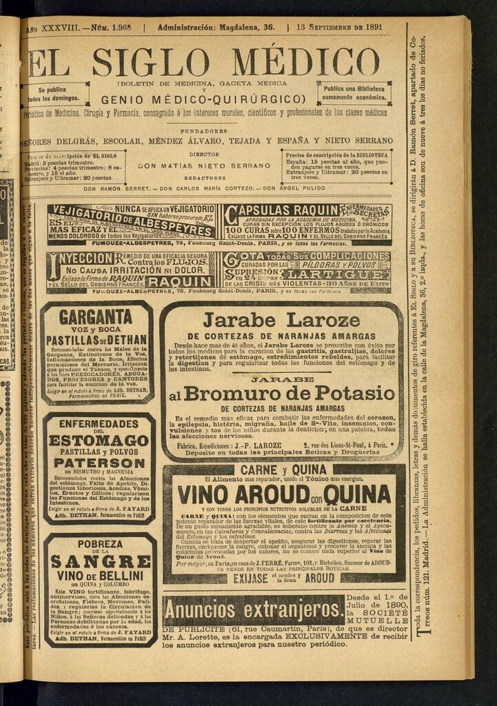 Miniatura de El Siglo Médico : boletín de medicina y gaceta médica del 13 de septiembre de 1891