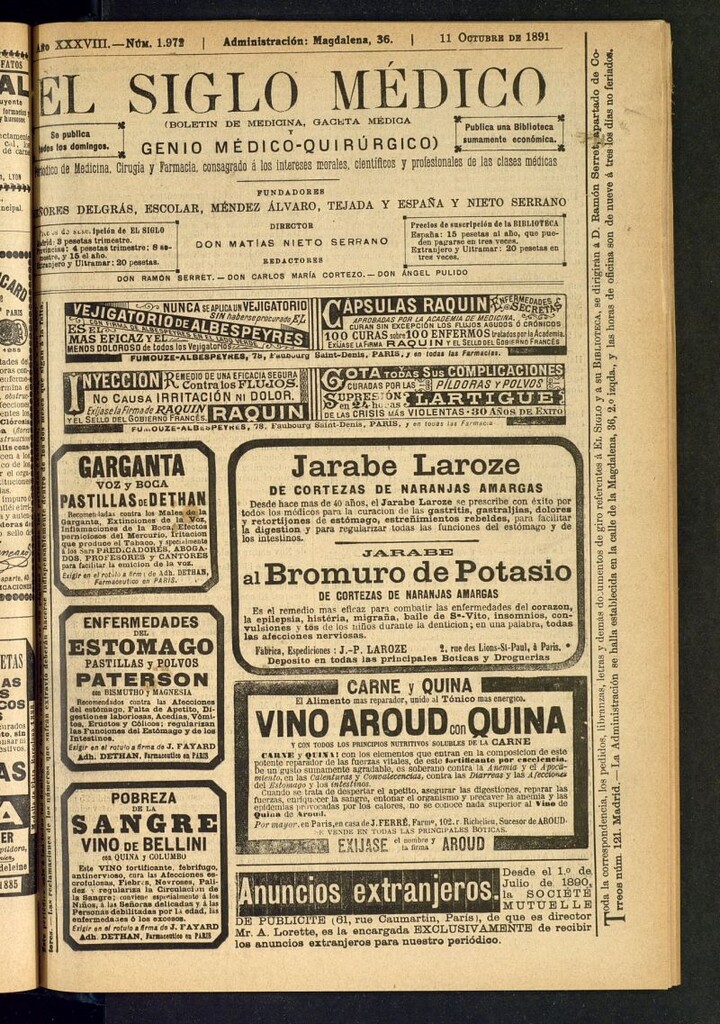 Miniatura de El Siglo Médico : boletín de medicina y gaceta médica del 11 de octubre de 1891