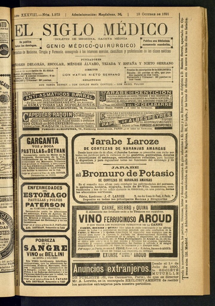 Miniatura de El Siglo Médico : boletín de medicina y gaceta médica del 18 de octubre de 1891