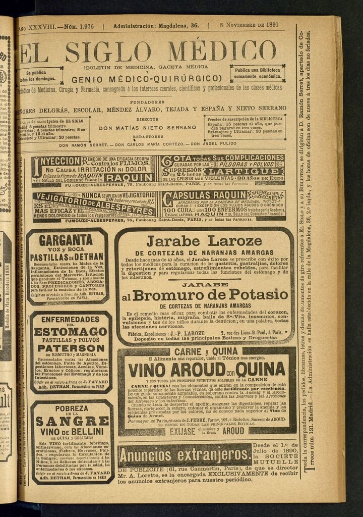Miniatura de El Siglo Médico : boletín de medicina y gaceta médica del 8 de noviembre de 1891