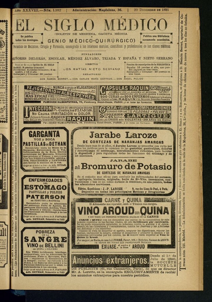 Miniatura de El Siglo Médico : boletín de medicina y gaceta médica del 20 de diciembre de 1891