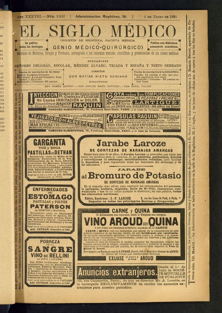 Miniatura de El Siglo Médico: boletín de medicina y gaceta médica del 4 de enero de 1891
