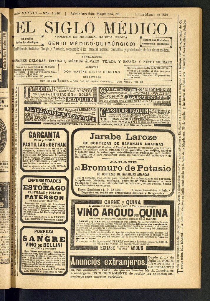 Miniatura de El Siglo Médico: boletín de medicina y gaceta médica del 1 de marzo de 1891