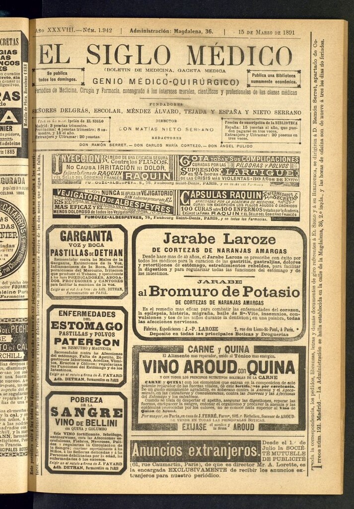Miniatura de El Siglo Médico: boletín de medicina y gaceta médica del 15 de marzo de 1891