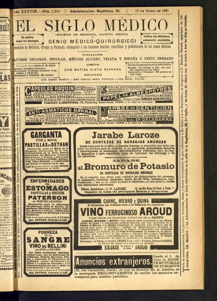 Miniatura de El Siglo Médico: boletín de medicina y gaceta médica del 22 de marzo de 1891