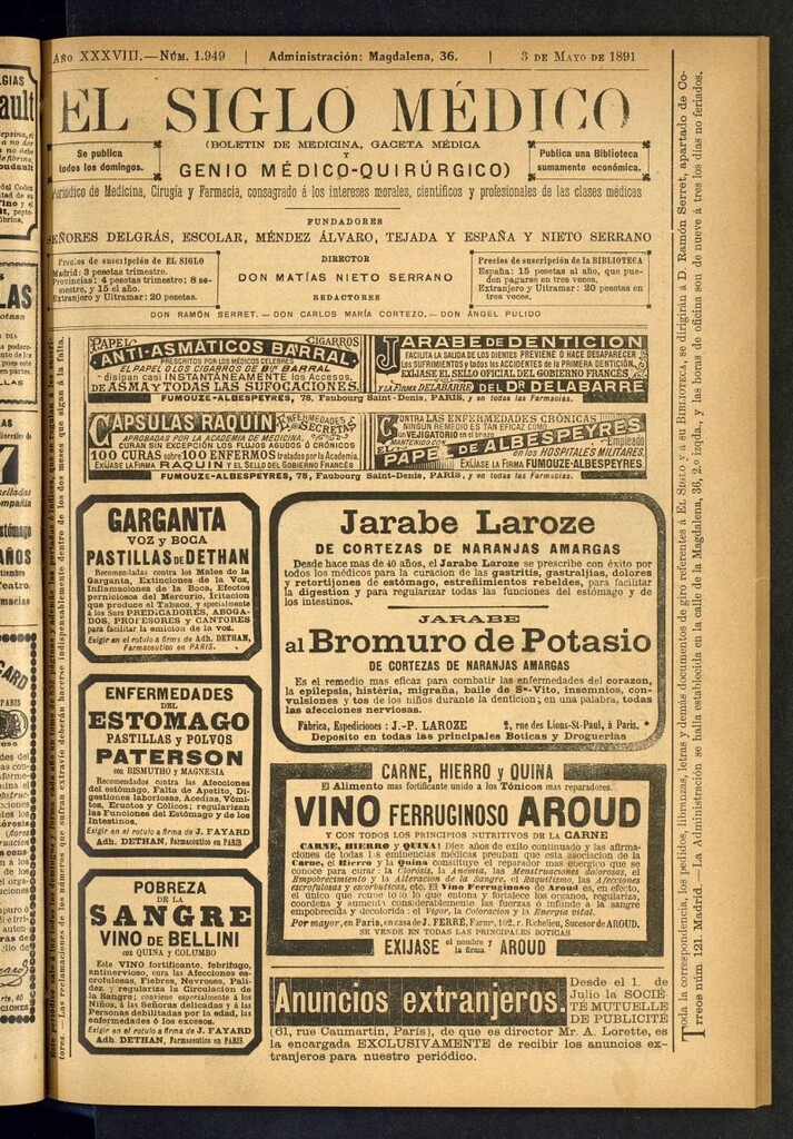 Miniatura de El Siglo Médico: boletín de medicina y gaceta médica del 3 de mayo de 1891