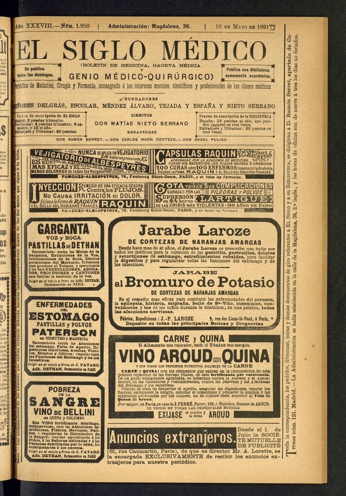 Miniatura de El Siglo Médico: boletín de medicina y gaceta médica del 10 de mayo de 1891