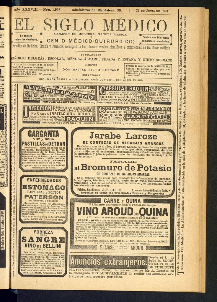 Miniatura de El Siglo Médico: boletín de medicina y gaceta médica del 21 de junio de 1891