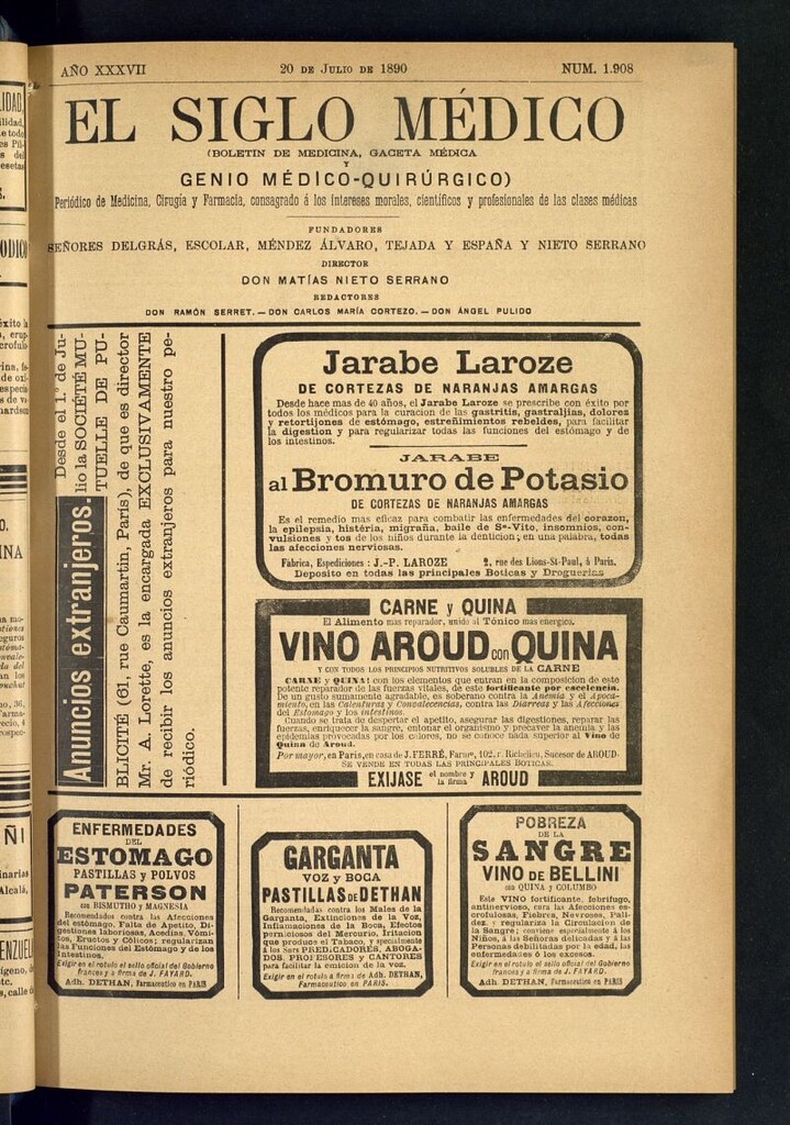 Miniatura de El Siglo Médico: boletín de medicina y gaceta médica del 20 de julio de 1890