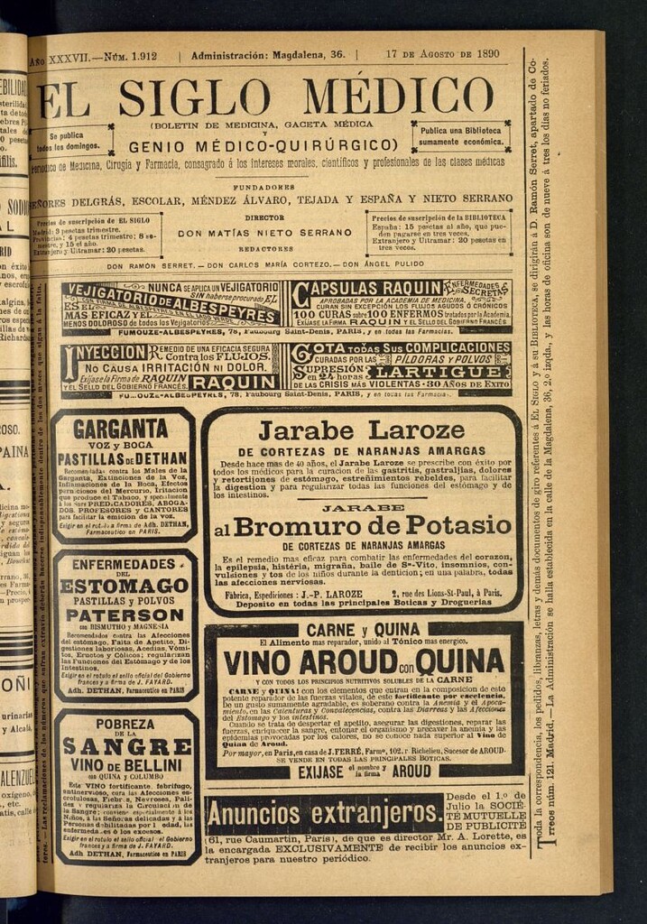 Miniatura de El Siglo Médico: boletín de medicina y gaceta médica del 17 de agosto de 1890