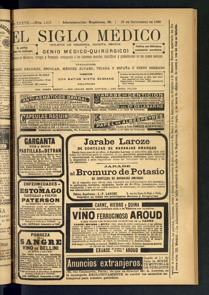 Miniatura de El Siglo Médico: boletín de medicina y gaceta médica del 21 de septiembre de 1890