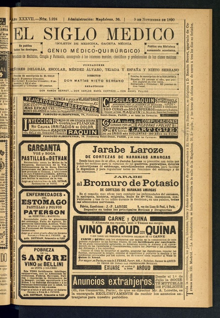 Miniatura de El Siglo Médico: boletín de medicina y gaceta médica del 9 de noviembre de 1890