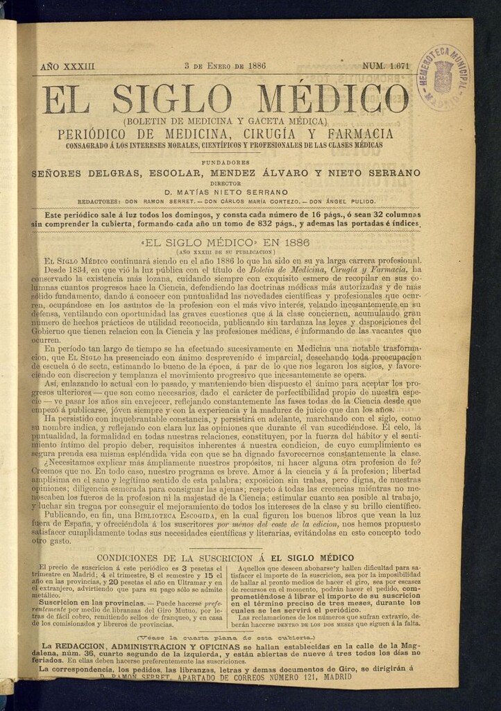 Miniatura de El Siglo Médico : boletín de medicina y gaceta médica del 3 de enero de 1886