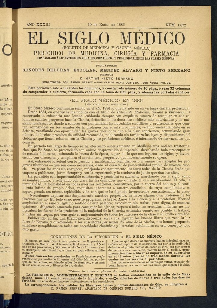 Miniatura de El Siglo Médico : boletín de medicina y gaceta médica del 10 de enero de 1886