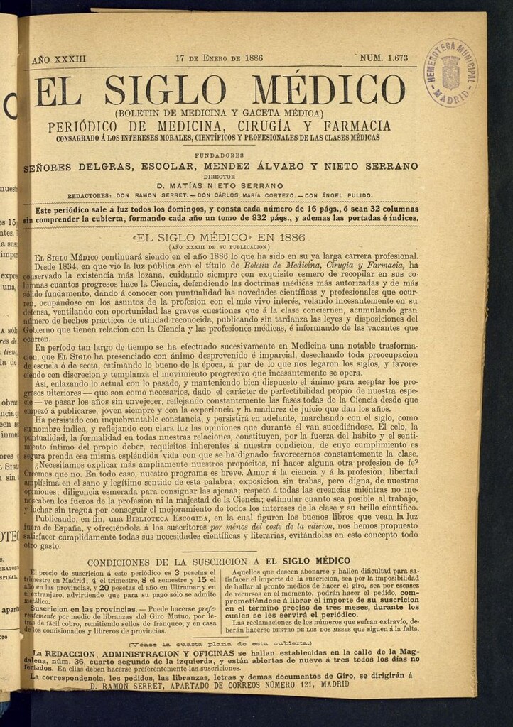 Miniatura de El Siglo Médico : boletín de medicina y gaceta médica del 17 de enero de 1886