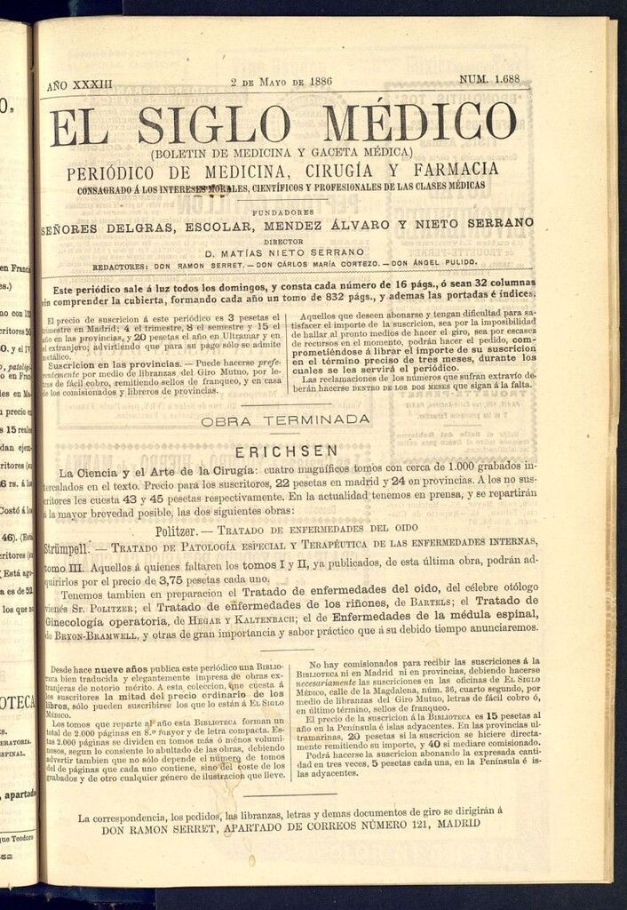 Miniatura de El Siglo Médico : boletín de medicina y gaceta médica del 2 de mayo de 1886