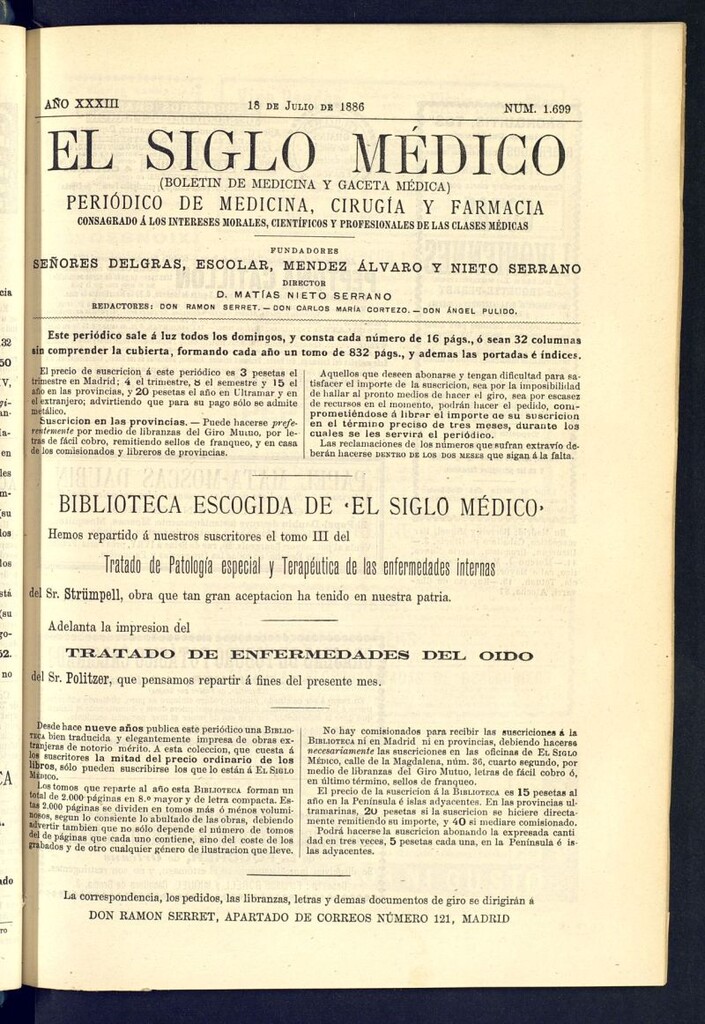 Miniatura de El Siglo Médico : boletín de medicina y gaceta médica del 18 de julio de 1886