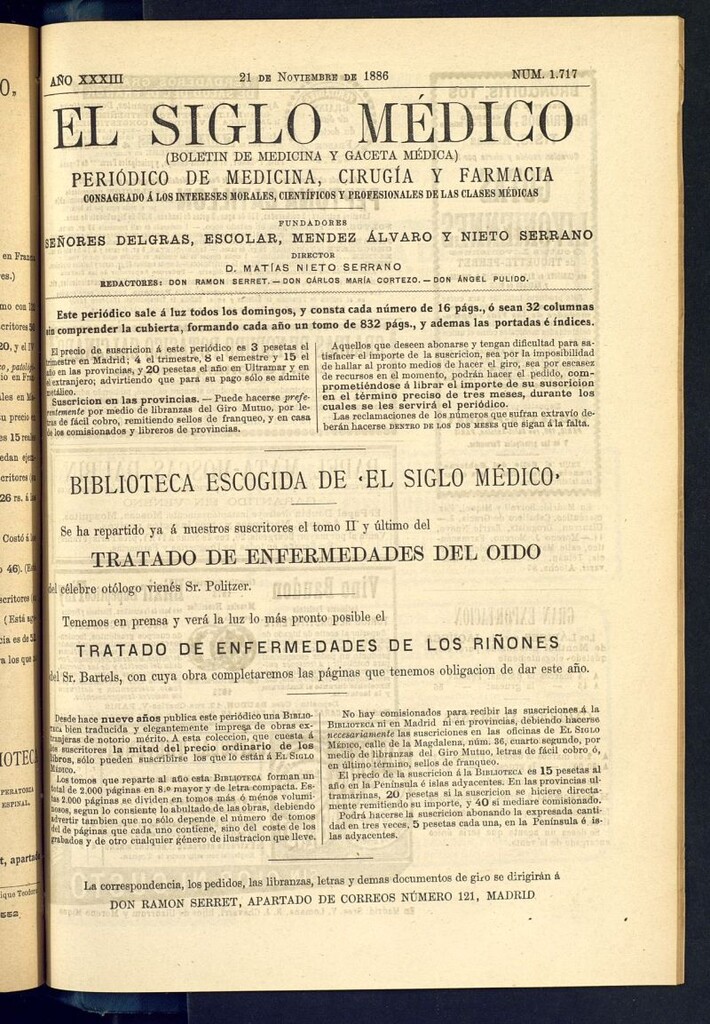Miniatura de El Siglo Médico : boletín de medicina y gaceta médica del 21 de noviembre de 1886
