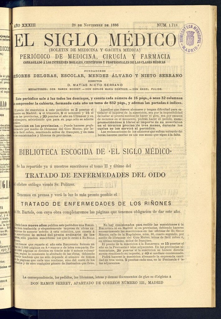 Miniatura de El Siglo Médico : boletín de medicina y gaceta médica del 28 de noviembre de 1886