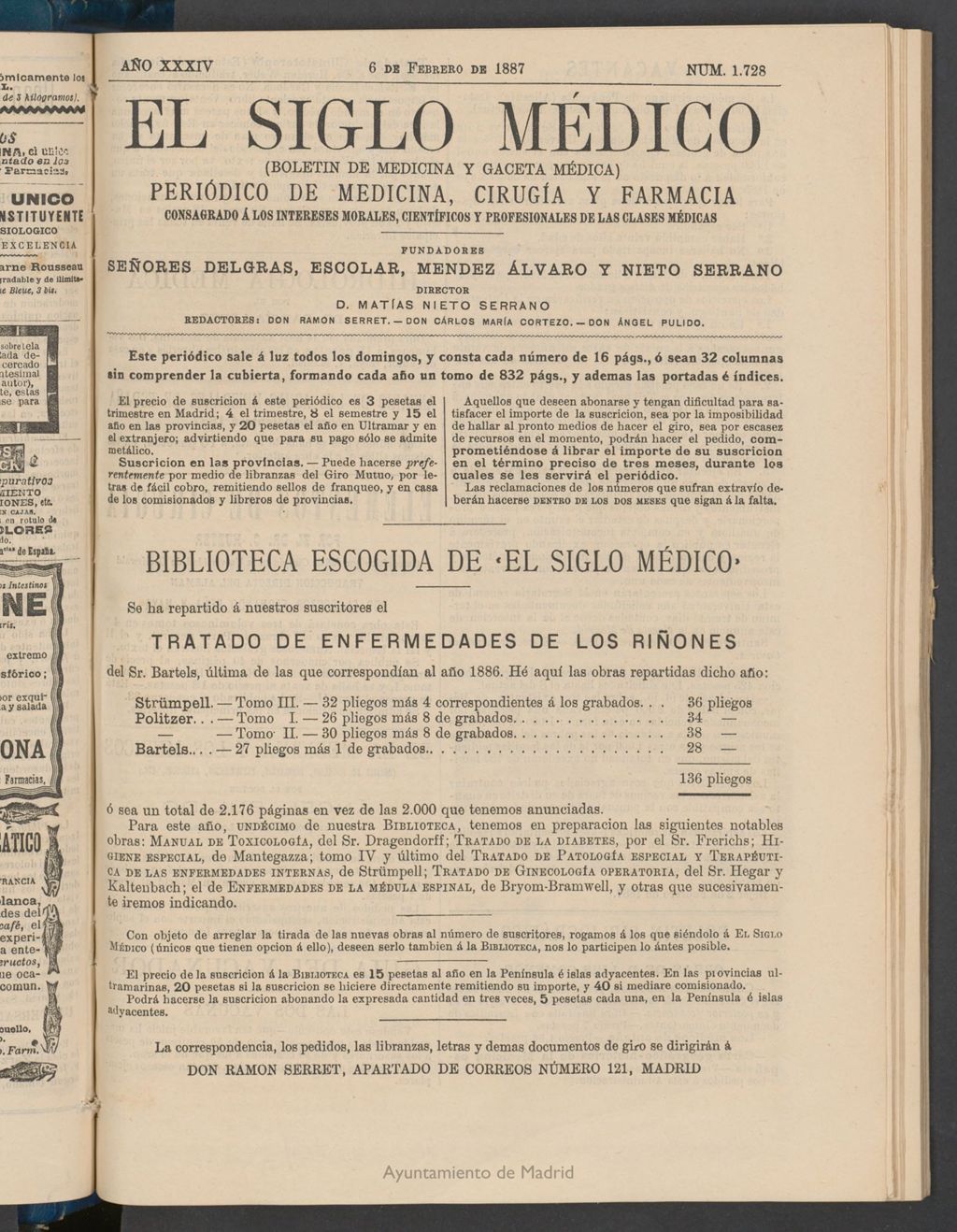 Miniatura de El Siglo Médico : boletín de medicina y gaceta médica del 6 de febrero de 1887