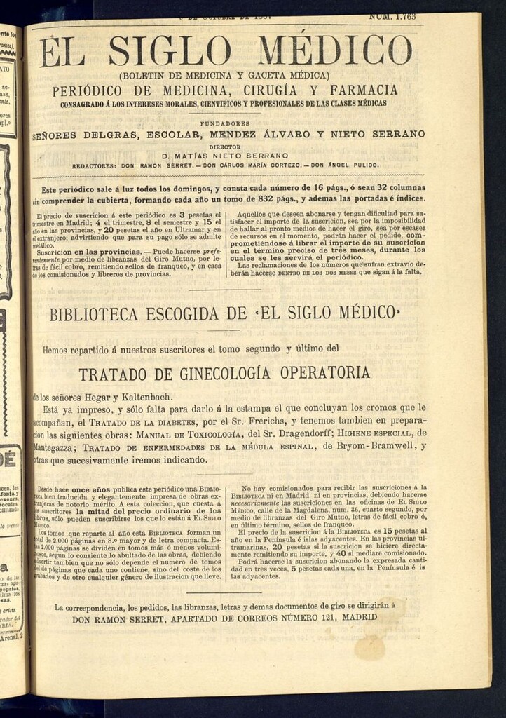 Miniatura de El Siglo Médico : boletín de medicina y gaceta médica del 9 de octubre de 1887