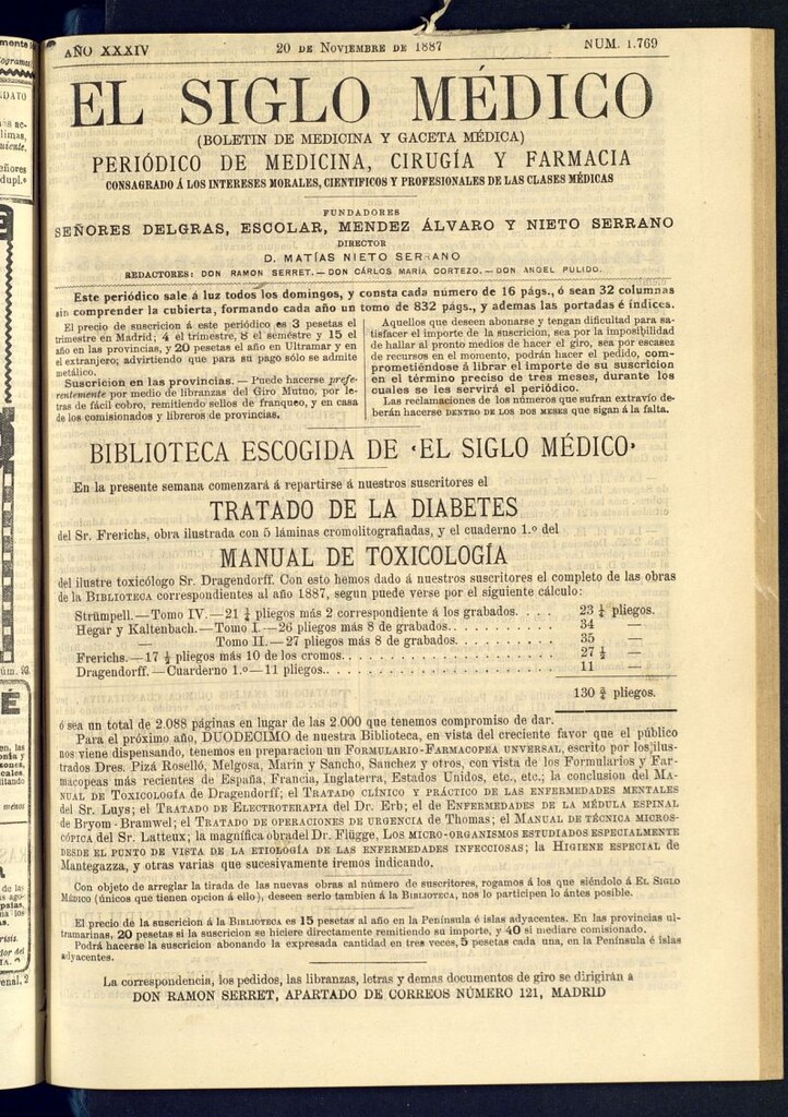 Miniatura de El Siglo Médico : boletín de medicina y gaceta médica del 20 de noviembre de 1887