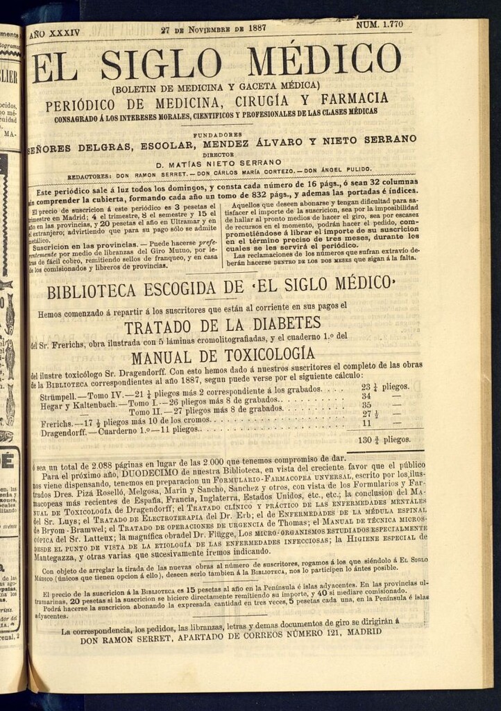Miniatura de El Siglo Médico : boletín de medicina y gaceta médica del 27 de noviembre de 1887