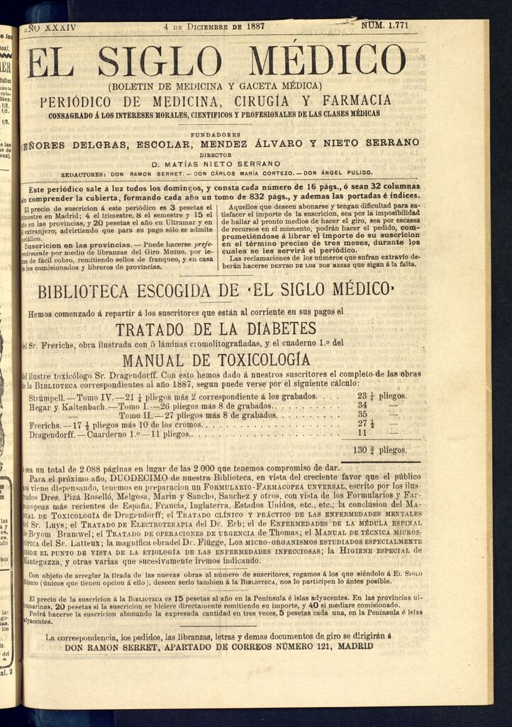Miniatura de El Siglo Médico : boletín de medicina y gaceta médica del 4 de diciembre de 1887