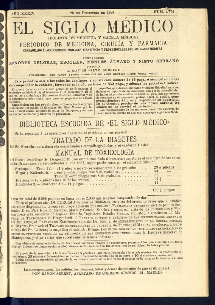 Miniatura de El Siglo Médico : boletín de medicina y gaceta médica del 25 de diciembre de 1887
