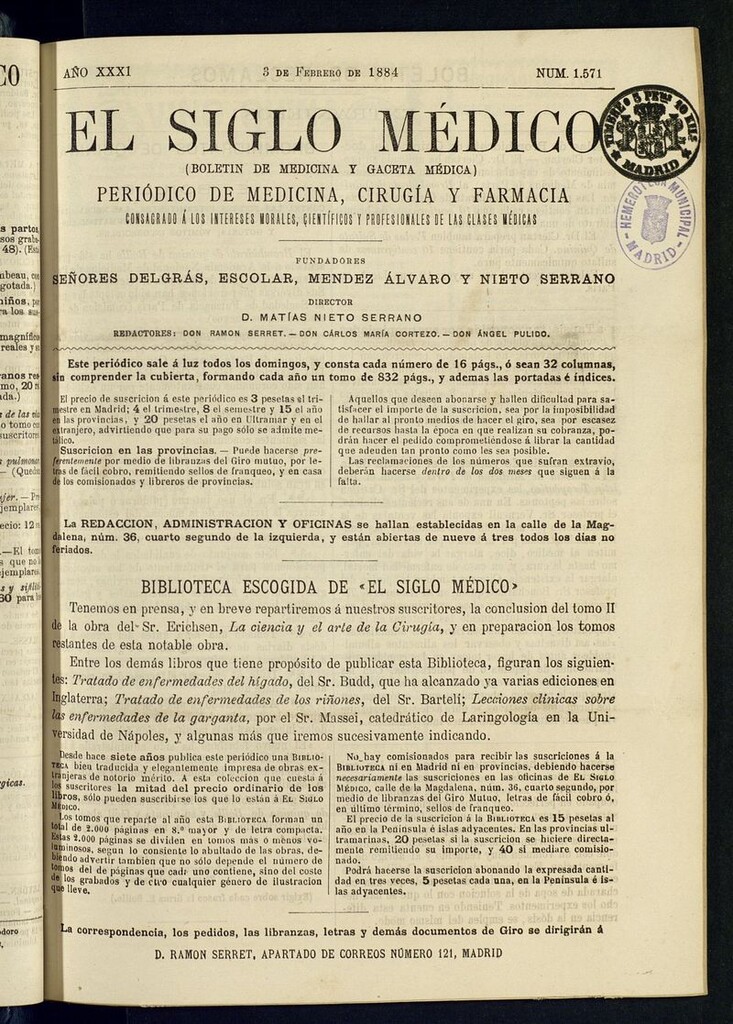 Miniatura de El Siglo Médico: boletín de medicina y gaceta médica del 3 de febrero de 1884