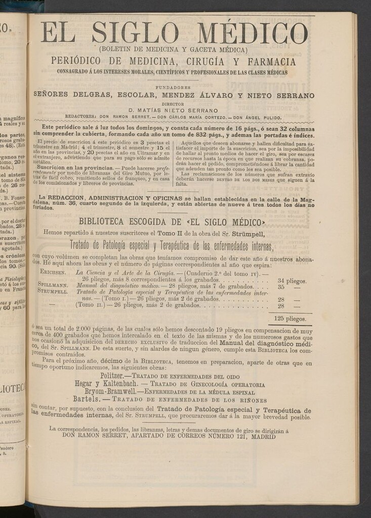Miniatura de El Siglo Médico: boletín de medicina y gaceta médica del 6 de diciembre de 1885