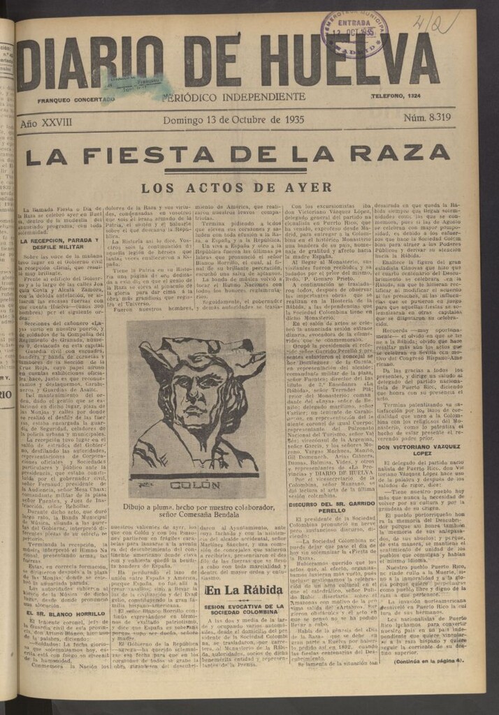 Miniatura de Diario de Huelva : periódico independiente del 13 de octubre de 1935