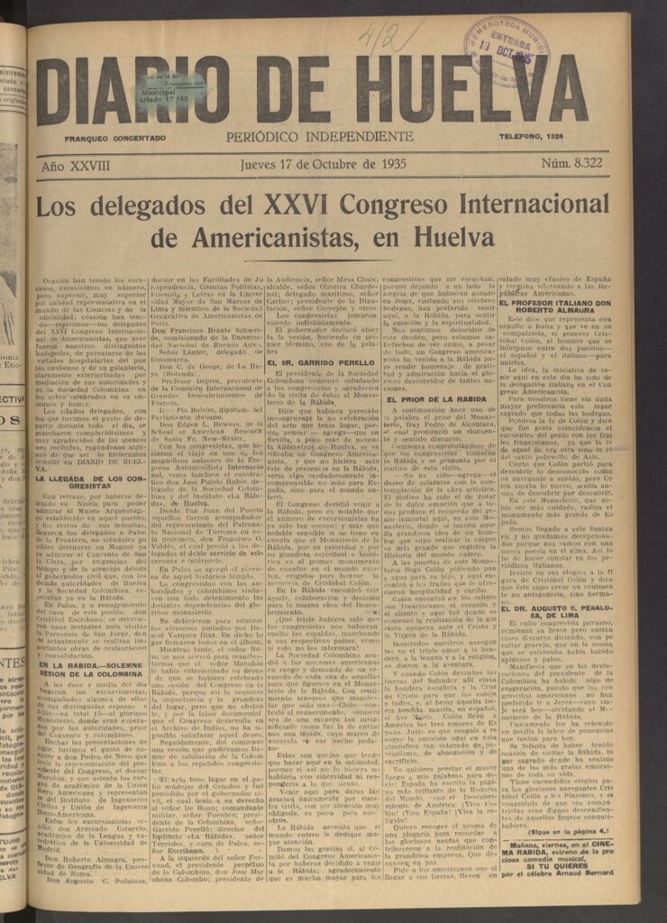 Miniatura de Diario de Huelva : periódico independiente del 17 de octubre de 1935