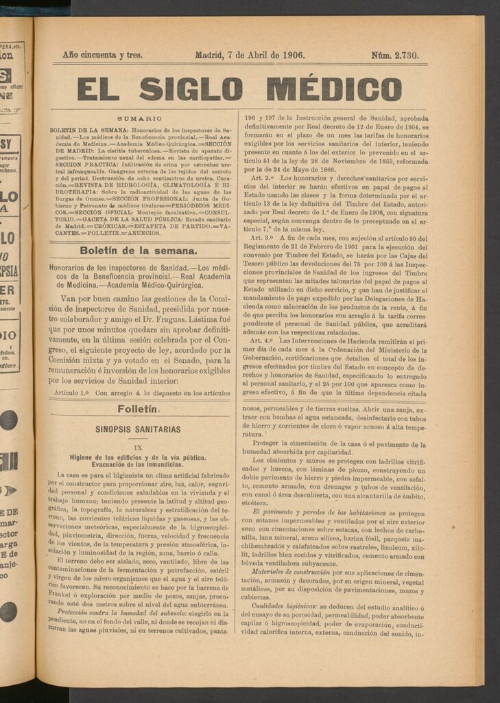 Miniatura de El Siglo Médico: boletín de medicina y gaceta médica del 7 de abril de 1906