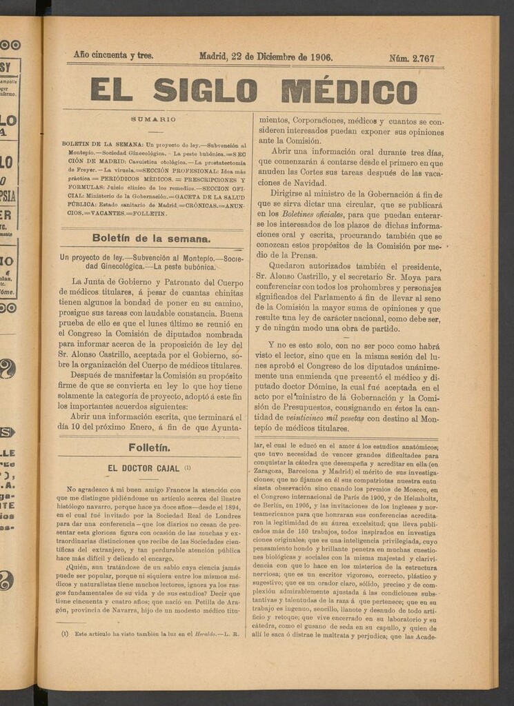 Miniatura de El Siglo Médico: boletín de medicina y gaceta médica del 22 de diciembre de 1906
