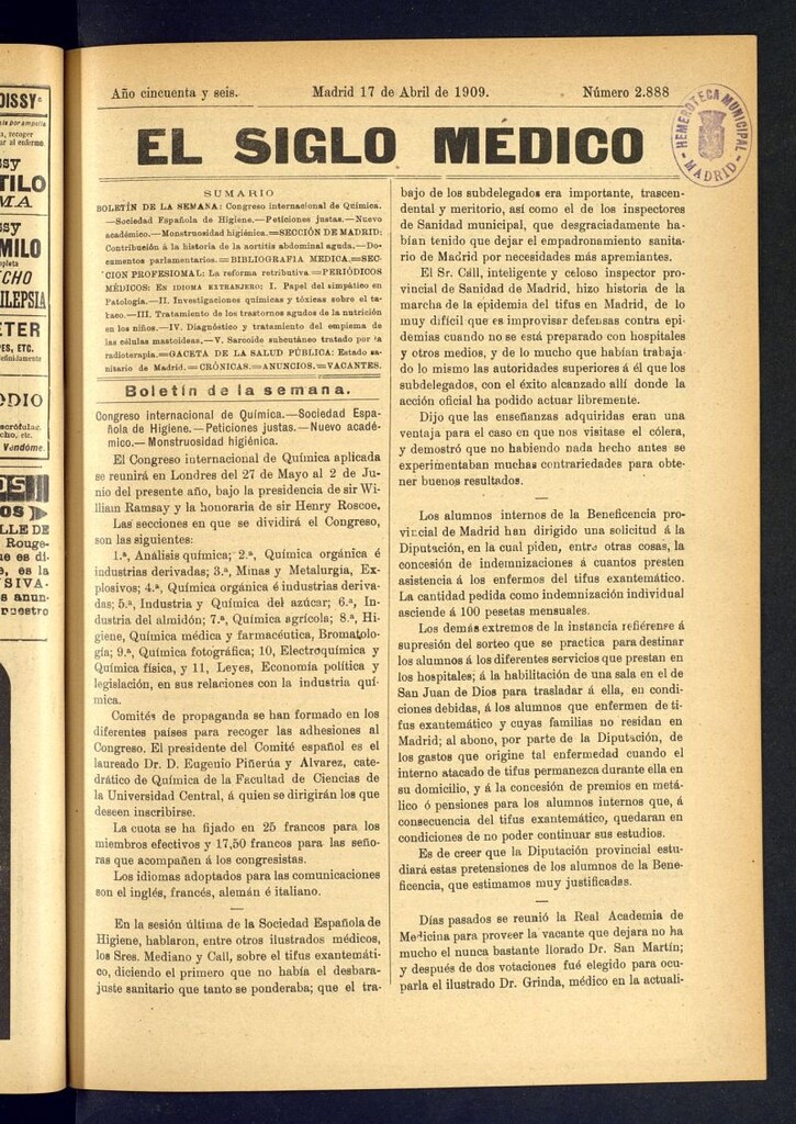 Miniatura de El Siglo Médico : boletín de medicina y gaceta médica del 17 de abril de 1909