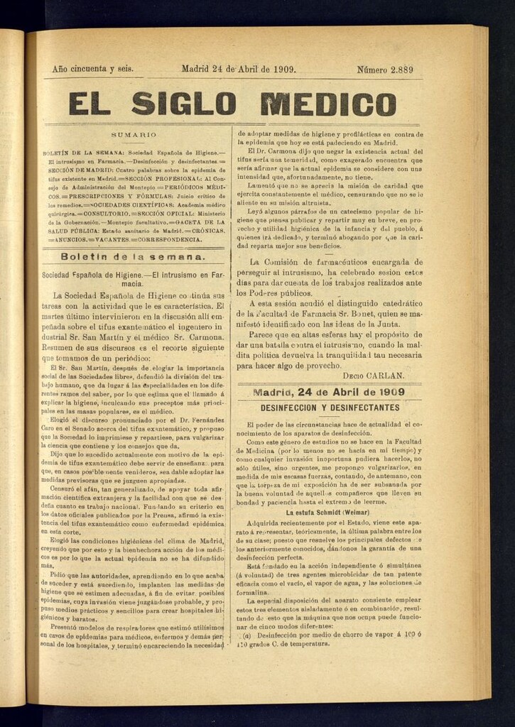 Miniatura de El Siglo Médico : boletín de medicina y gaceta médica del 24 de abril de 1909