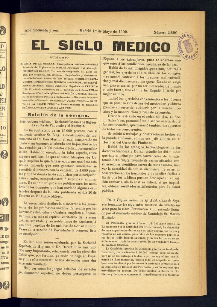 Miniatura de El Siglo Médico : boletín de medicina y gaceta médica del 1 de mayo de 1909