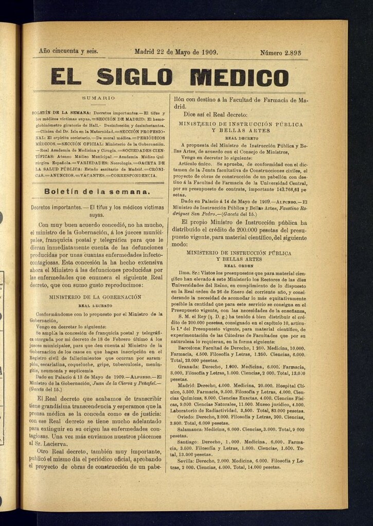 Miniatura de El Siglo Médico : boletín de medicina y gaceta médica del 22 de mayo de 1909