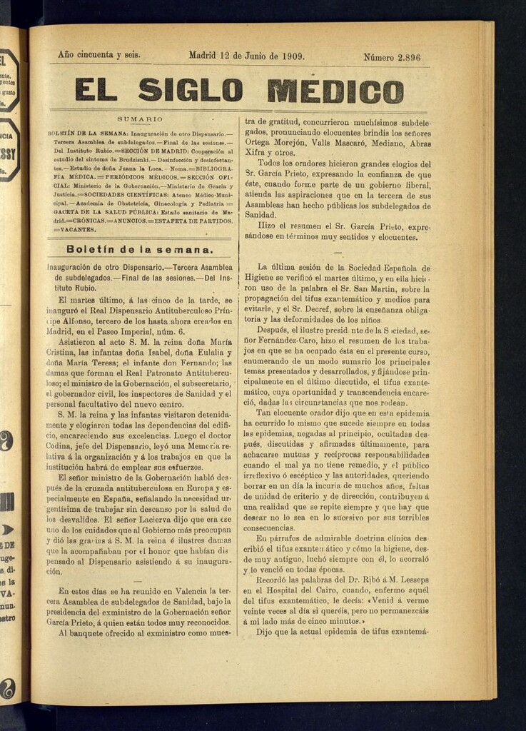 Miniatura de El Siglo Médico : boletín de medicina y gaceta médica del 12 de junio de 1909