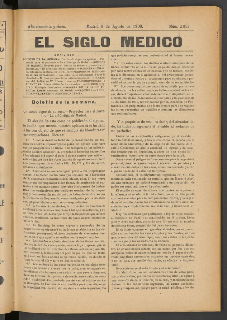 Miniatura de El Siglo Médico : boletín de medicina y gaceta médica del 8 de agosto de 1908