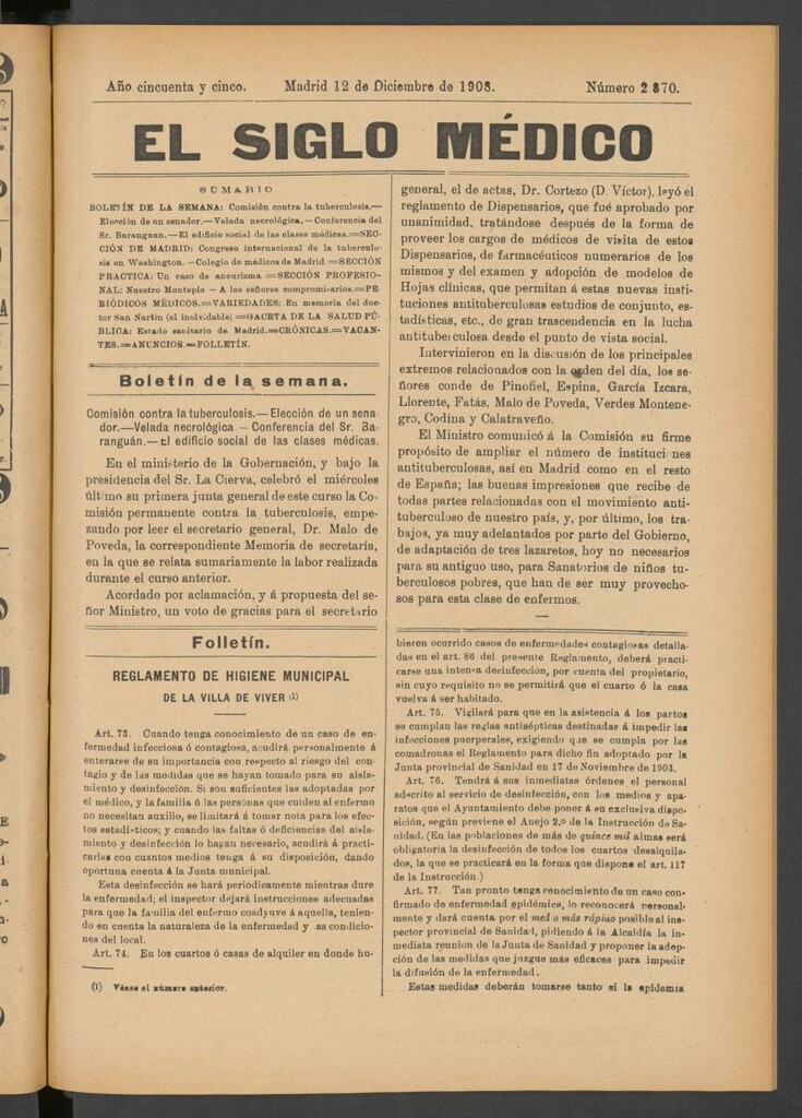 Miniatura de El Siglo Médico : boletín de medicina y gaceta médica del 12 de diciembre de 1908