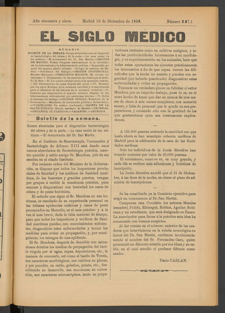 Miniatura de El Siglo Médico : boletín de medicina y gaceta médica del 19 de diciembre de 1908