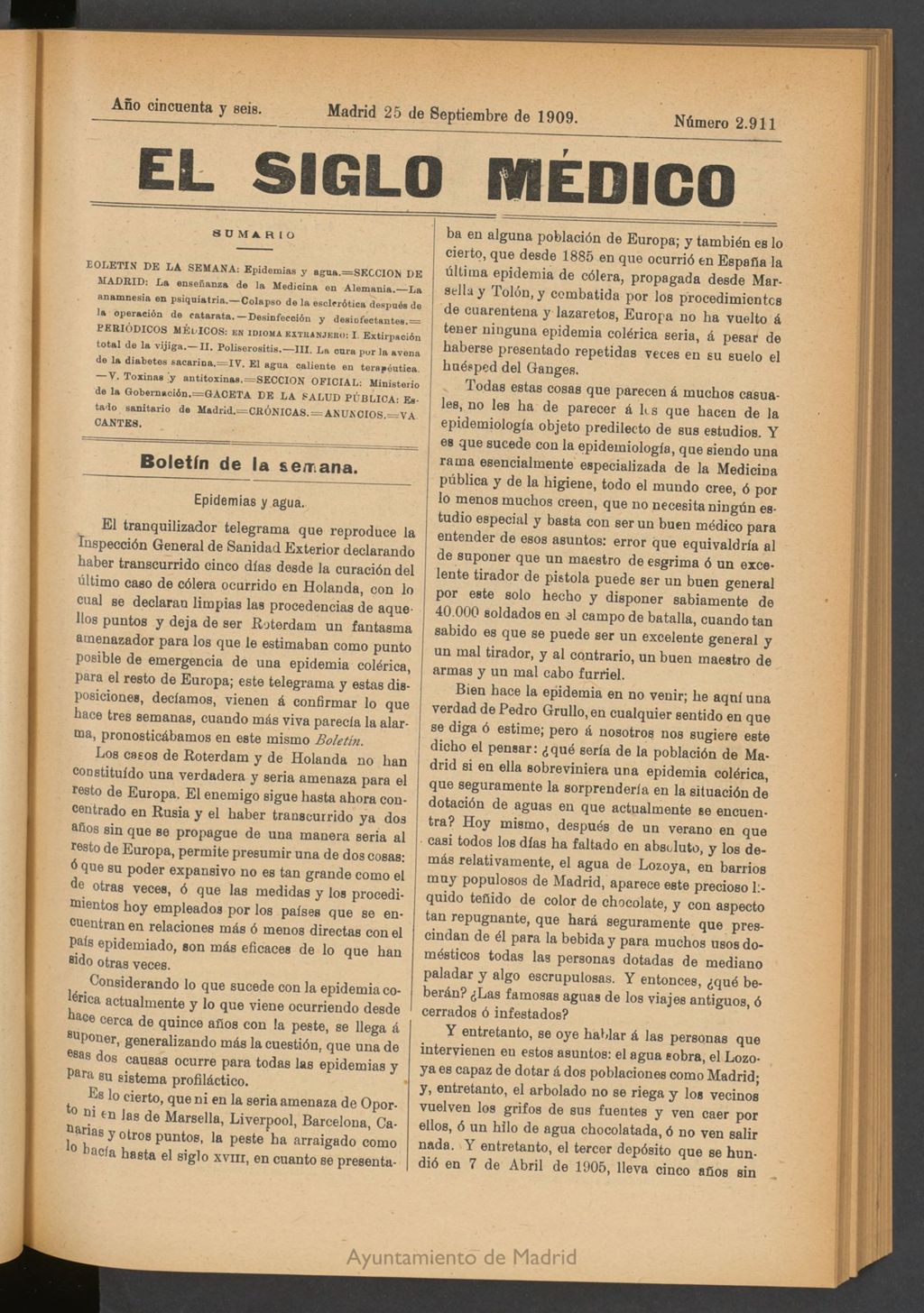 Miniatura de El Siglo Médico : boletín de medicina y gaceta médica del 25 de septiembre de 1909