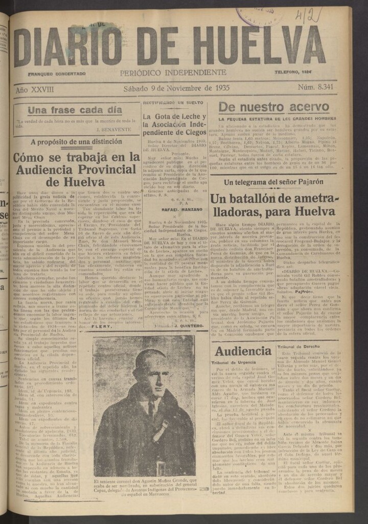 Miniatura de Diario de Huelva : periódico independiente del 9 de noviembre de 1935