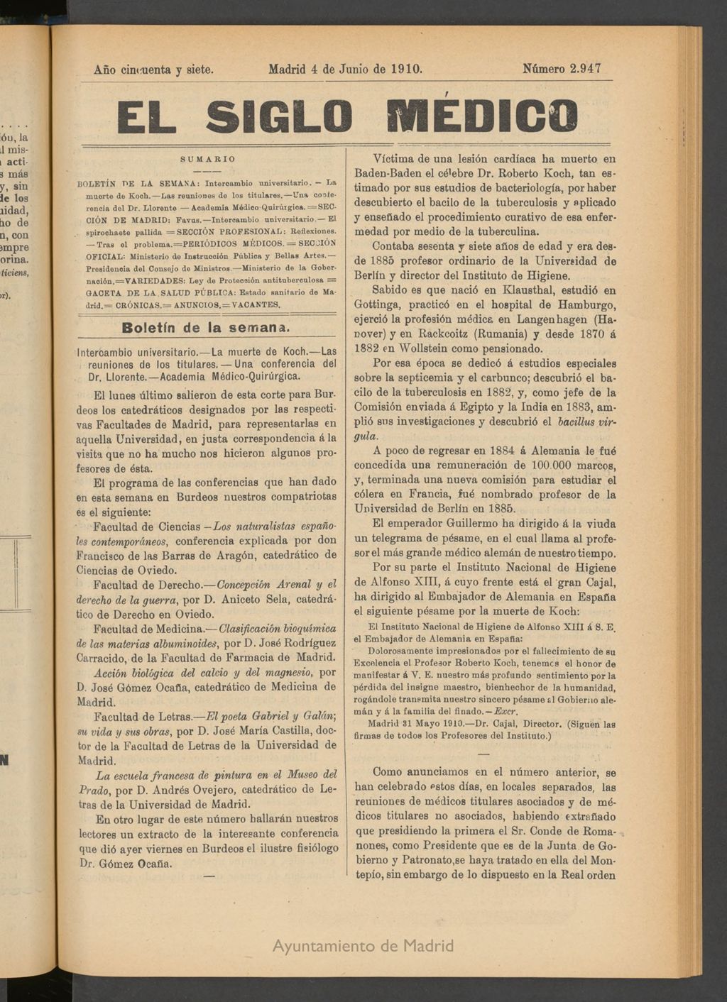 Miniatura de El Siglo Médico : boletín de medicina y gaceta médica del 4 de junio de 1910