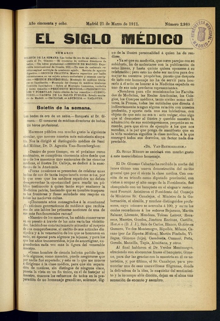 Miniatura de El Siglo Médico : boletín de medicina y gaceta médica del 25 de marzo de 1911