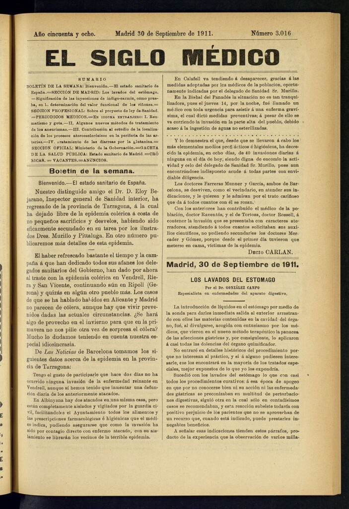Miniatura de El Siglo Médico : boletín de medicina y gaceta médica del 30 de septiembre de 1911
