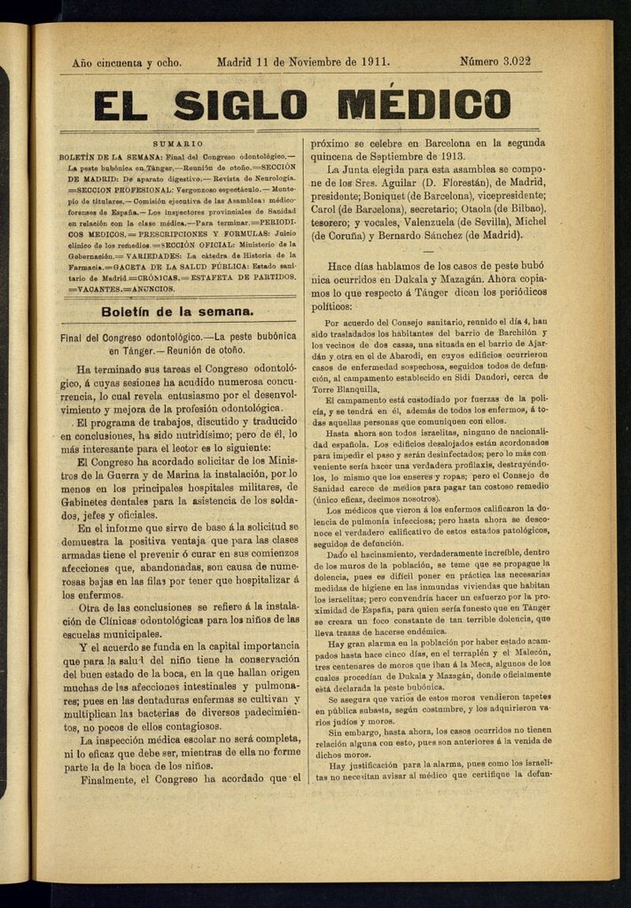 Miniatura de El Siglo Médico : boletín de medicina y gaceta médica del 11 de noviembre de 1911