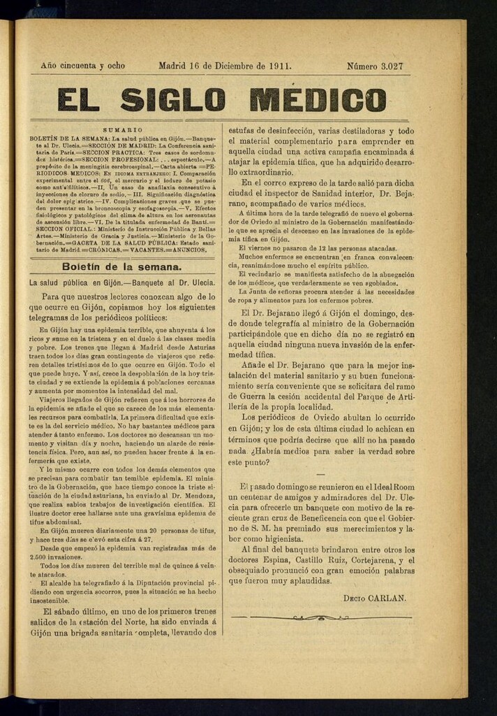 Miniatura de El Siglo Médico : boletín de medicina y gaceta médica del 16 de diciembre de 1911